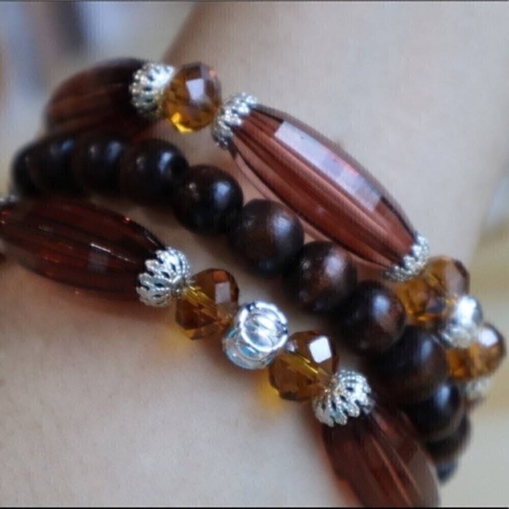 Bundle of Stretch Brown Bracelets - Picture 1 of 6